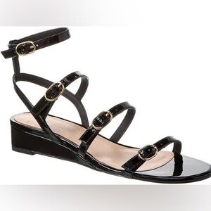 Stuart Weitzman Grecian Black Patent leather  Sandal Sz 6